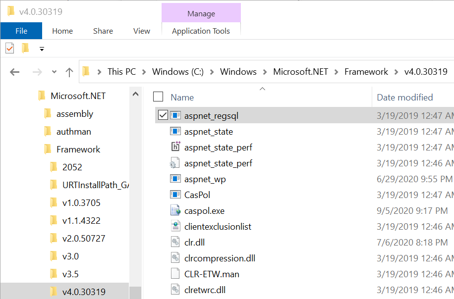 Framework windows folder